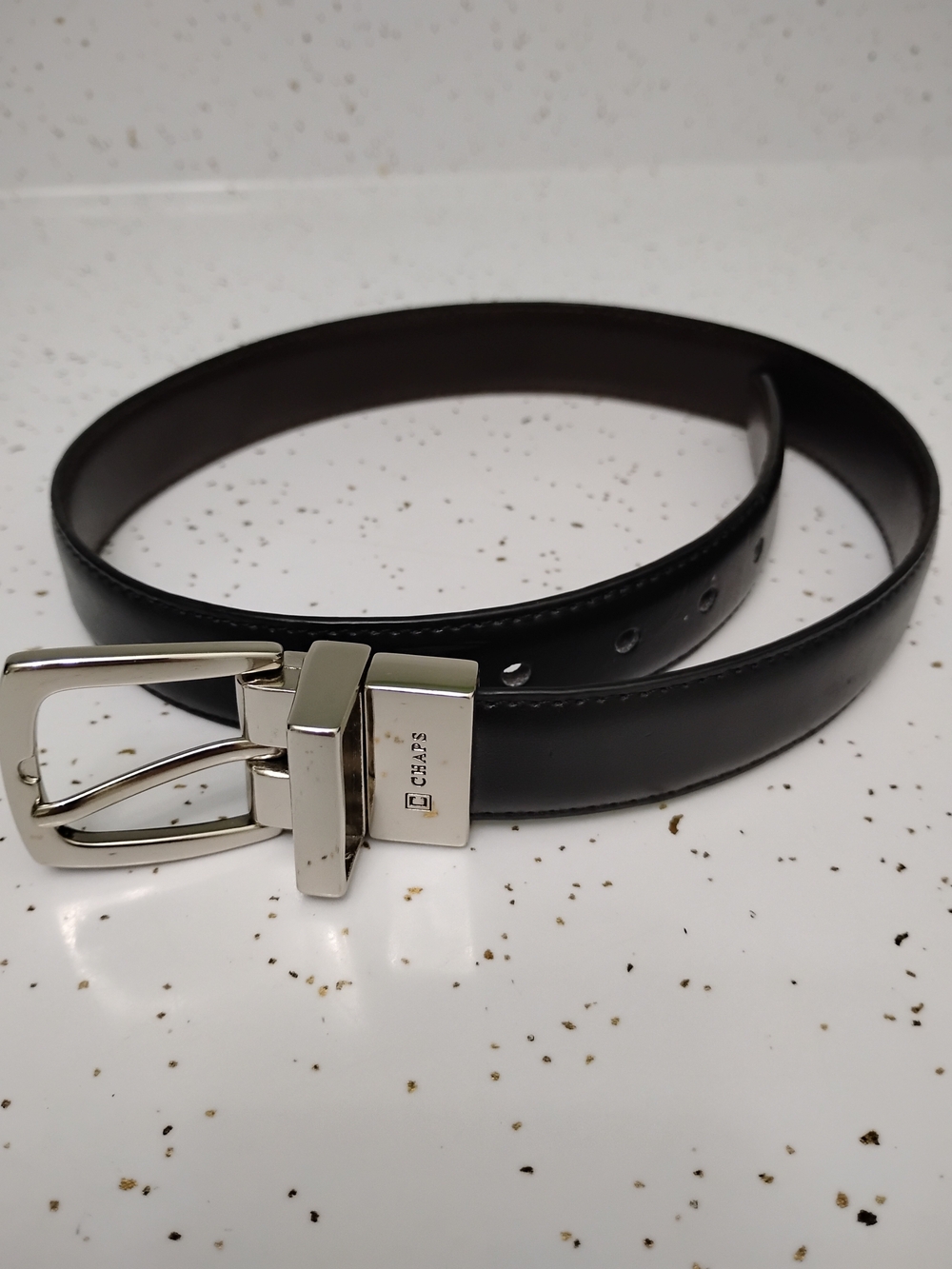 Chaps Boys' Reversible Leather Belt, Black to Brown (Size XS / 19–21)